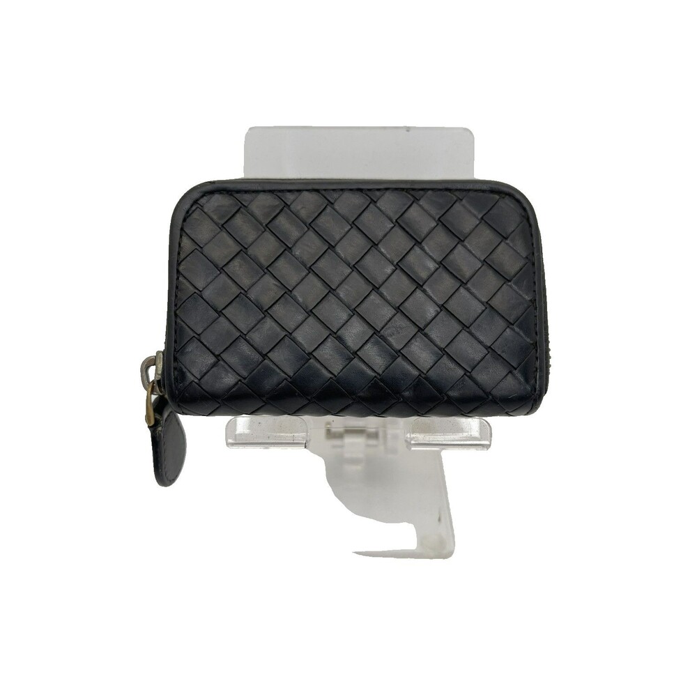 Bottega Veneta Intrecciato Lambskin Coin Purse Wallet Black Authentic/96